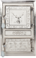 Puerta de Estufa Monobloque Ciervos Niquelada / h[mm]: 475; l[mm]: 295