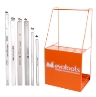 Lote promocional de reglas de albañil con expositor II EvoTools®