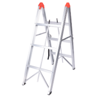 Escalera Doble Plegable de Aluminio EvoTools® / N[peldaños]: 2x3; Hu[cm]: 113; Ht[cm]: 123