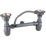 Sifón Flexible para Fregadero con Válvula y Rebosadero Doble