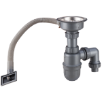 Sifón Flexible para Fregadero con Válvula y Rebosadero