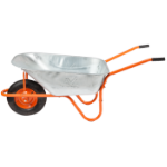 Carretilla A85, Cubeta Galvanizada con Rueda Neumática y Llanta Metálica
