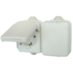 Toma de Corriente PT Schuko Doble con Tapa Antigron IP 44