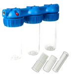 Filtro de Agua Triple con Cartucho con Carbón Activado, Algodón y Malla EvoSanitary®