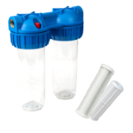 Filtro de Agua Doble con Cartucho de Malla y Carbón EvoSanitary®