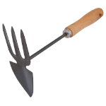 Mini Cultivador de Mano 3 Dientes con Mango de Madera